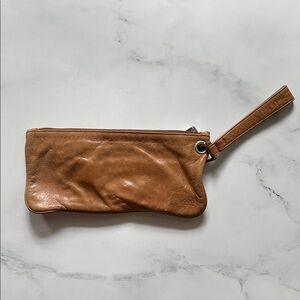 HOBO Tan Leather Wristlet Clutch